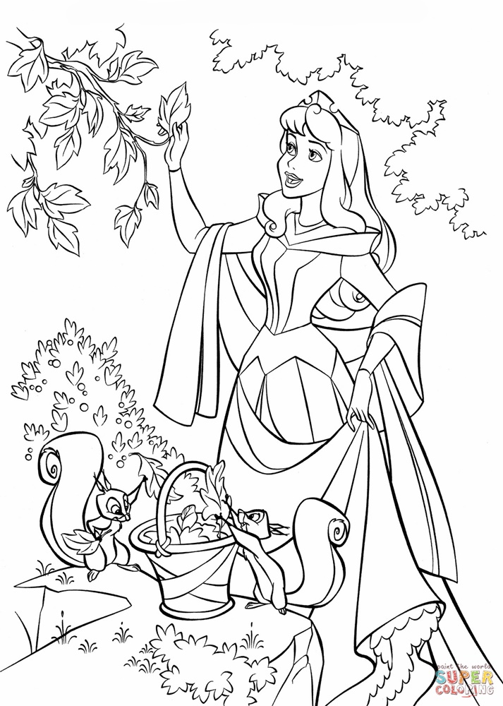 Tranh tô màu công chúa Aurora - Người đẹp ngủ trong rừng