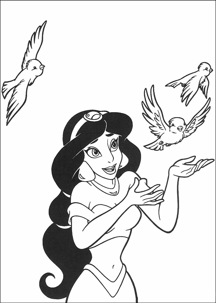 Giadinhsu.com - Tranh tô màu công chúa Jasmine - Aladdin và cây đèn thần