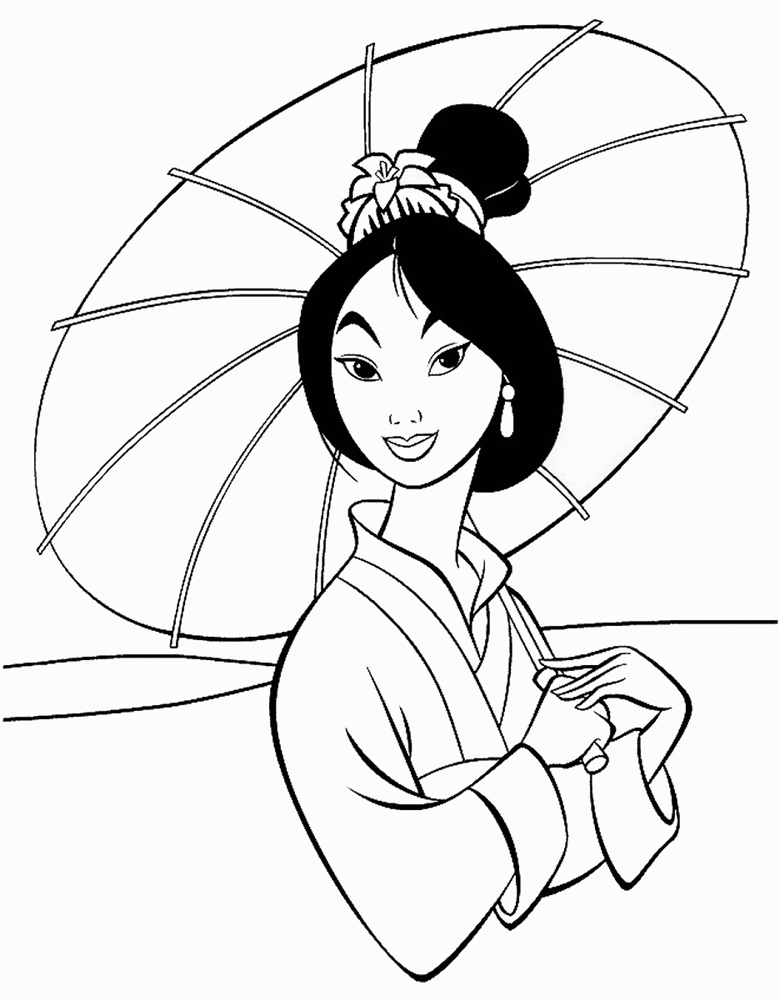 Giadinhsu.com - Tranh tô màu công chúa Mulan - Hoa mộc lan