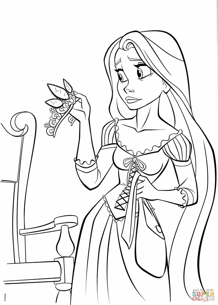 Giadinhsu.com - Tranh tô màu công chúa Rapunzel - Tóc mây