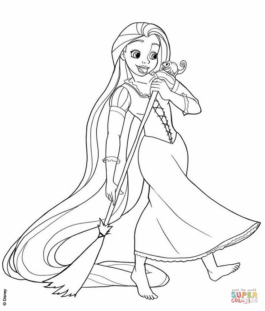 Giadinhsu.com - Tranh tô màu công chúa Rapunzel - Tóc mây